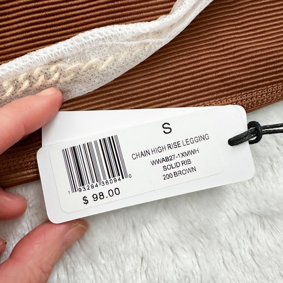 NWT- WeWoreWhat x Revolve Solid High Rise Chain Legging in Solid Rib Brown - Picture 7 of 14